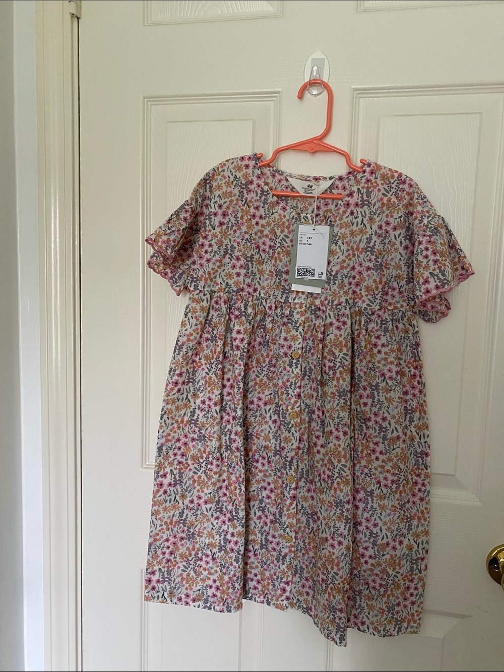 H&M Cream Floral Babydoll Dress with Pink & Yellow Accents
